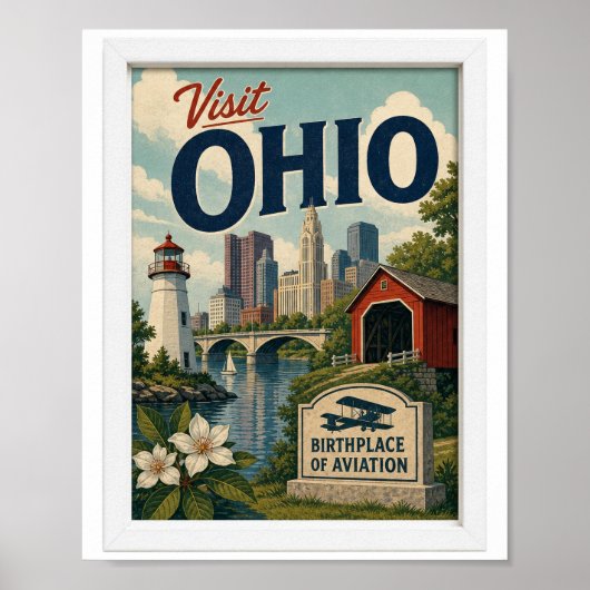 Bezoek Ohio Reizen Vintage Poster (Voorkant)