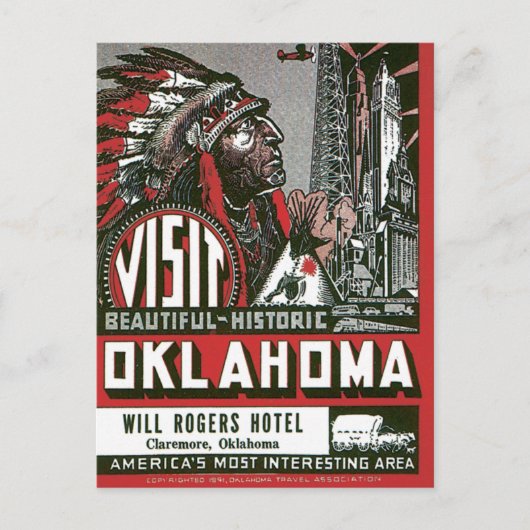 Bezoek Oklahoma OK USA  Briefkaart (Voorkant)