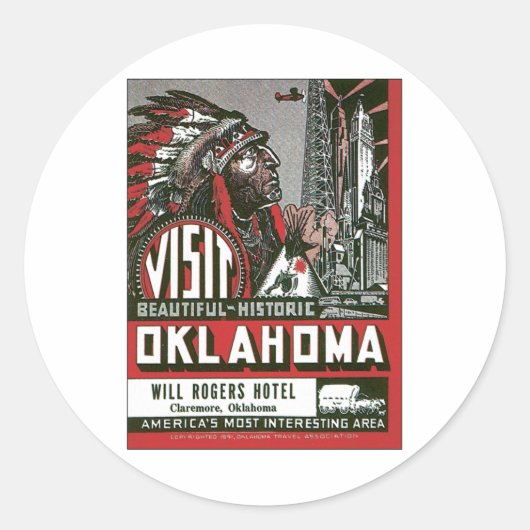 Bezoek Oklahoma OK USA Ronde Sticker (Voorkant)