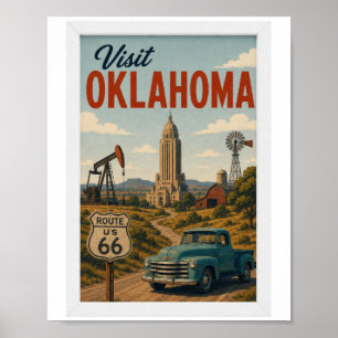 Bezoek Oklahoma Reizen Vintage Poster