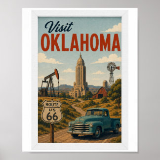 Bezoek Oklahoma Reizen Vintage Poster