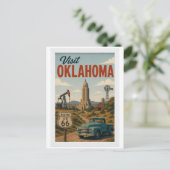 Bezoek Oklahoma Travel Vintage Briefkaart (Staand voorkant)