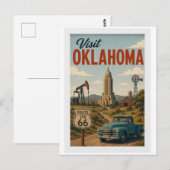 Bezoek Oklahoma Travel Vintage Briefkaart (Voorkant / Achterkant)