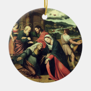 Bezoek (olie op het paneel) 2 keramisch ornament