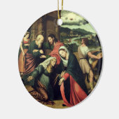 Bezoek (olie op het paneel) 2 keramisch ornament (Links)