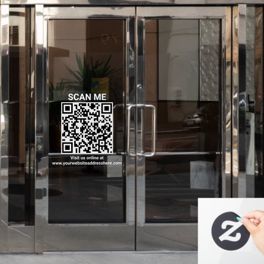 Bezoek ons Online QR Code Business Raamsticker (Kantoordeur)