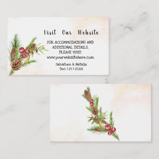 Bezoek onze website kerstcadeaukaart voor bruiloft plaatskaartje (Voorkant / Achterkant)