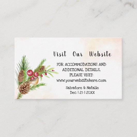 Bezoek onze website kerstcadeaukaart voor bruiloft plaatskaartje (Voorkant)