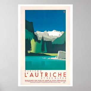 Bezoek Oostenrijk en Alpen Vintage Reisposter Poster