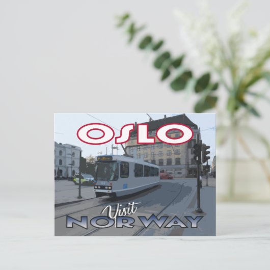Bezoek... Oslo, Noorwegen - briefkaart (Staand voorkant)