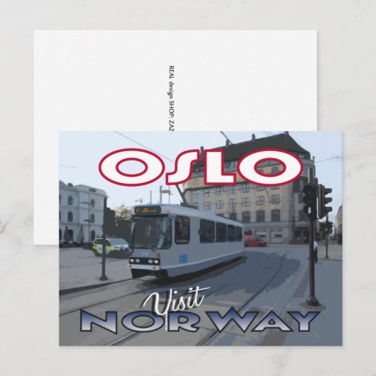 Bezoek... Oslo, Noorwegen - briefkaart (Voorkant / Achterkant)