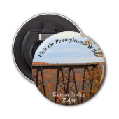 Bezoek PA Wilds Picturesque Souvenir Kinzua Bridge Button Flesopener (Voorkant)
