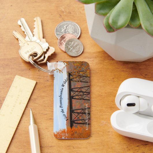 Bezoek PA Wilds Picturesque Souvenir Kinzua Bridge Sleutelhanger (Bureau)