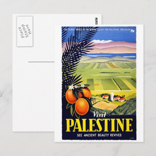 "Bezoek Palestine" Briefkaart Vintage Travel Poste (Voorkant / Achterkant)