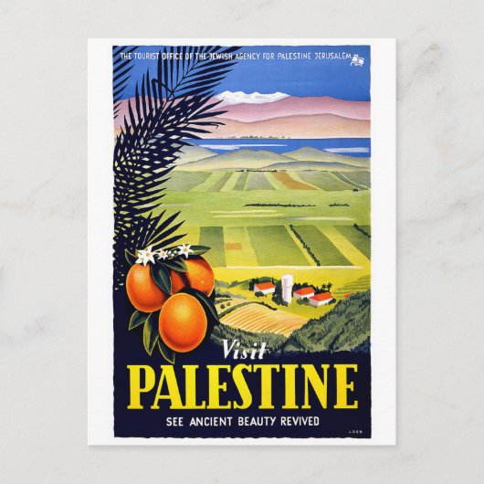"Bezoek Palestine" Briefkaart Vintage Travel Poste (Voorkant)