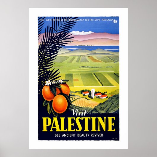 "Bezoek Palestine"-Poster voor het reizen van Vint Poster (Voorkant)