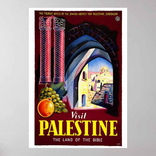 "Bezoek Palestine"-Poster voor het reizen van Vint Poster (Voorkant)