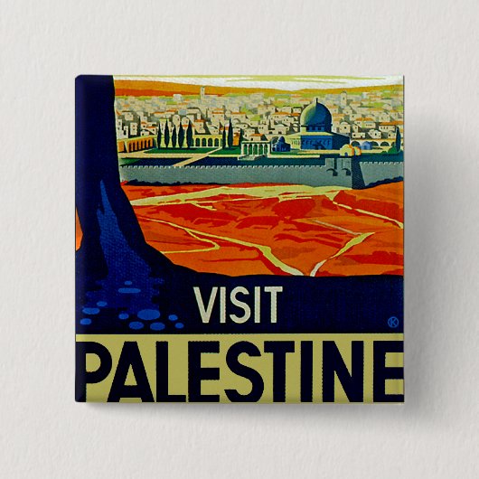 Bezoek Palestine Vierkante Button 5,1 Cm (Voorkant)