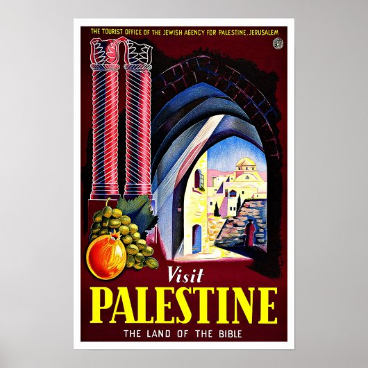 Bezoek Palestine Vintage Travel Poster (Voorkant)