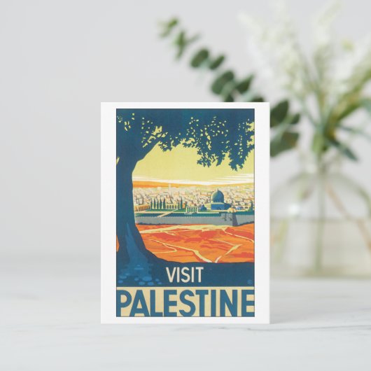 Bezoek Palestine Vintage Travel Poster Briefkaart (Staand voorkant)
