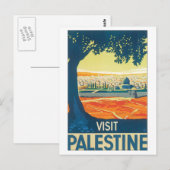 Bezoek Palestine Vintage Travel Poster Briefkaart (Voorkant / Achterkant)