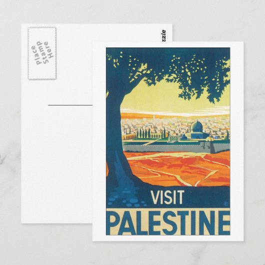 Bezoek Palestine Vintage Travel Poster Briefkaart (Voorkant / Achterkant)