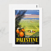 Bezoek Palestine Vintage Travel Poster Restaureren Briefkaart (Voorkant / Achterkant)