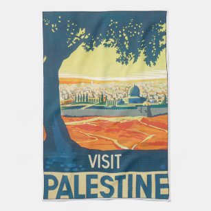 Bezoek Palestine Vintage Travel Poster Theedoek