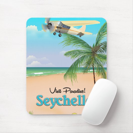 Bezoek Paradise! Reisposter voor Seychellen Muismat (Met muis)