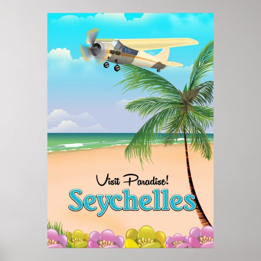 Bezoek Paradise! Reisposter voor Seychellen Poster (Voorkant)