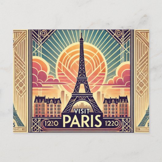 Bezoek Parijs Briefkaart (Voorkant)