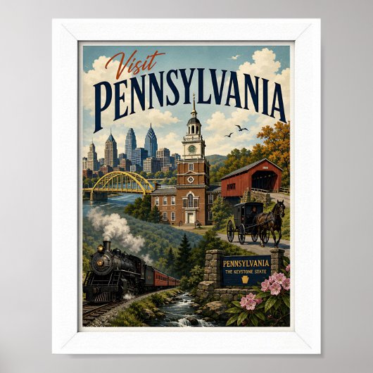 Bezoek Pennsylvania Reizen Vintage Poster (Voorkant)