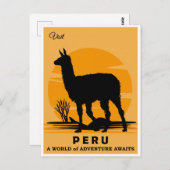  bezoek Peru Llama Travel Briefkaart (Voorkant / Achterkant)