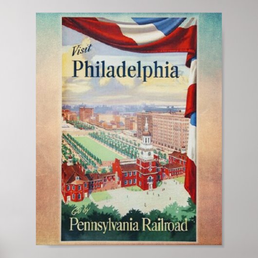 Bezoek Philadelphia op de Pennsylvania Railroad Poster (Voorkant)