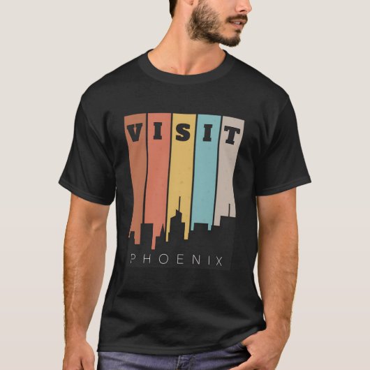 Bezoek Phoenix The Valley of the Sun Skyline Retro T-shirt (Voorkant)
