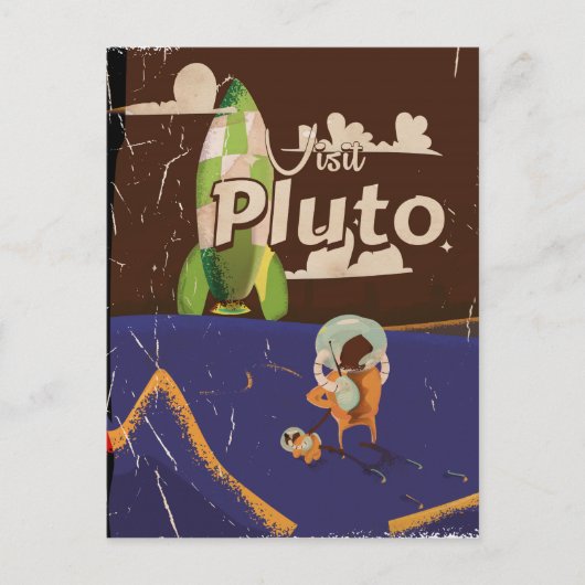 Bezoek Pluto Vintage Reisposter Briefkaart (Voorkant)