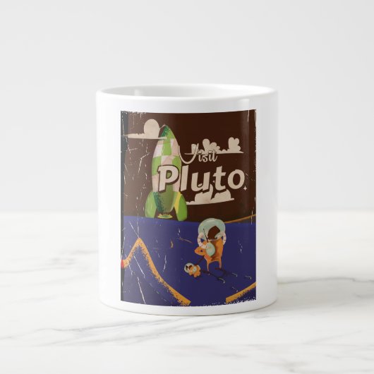 Bezoek Pluto Vintage Reisposter Grote Koffiekop (Voorkant)