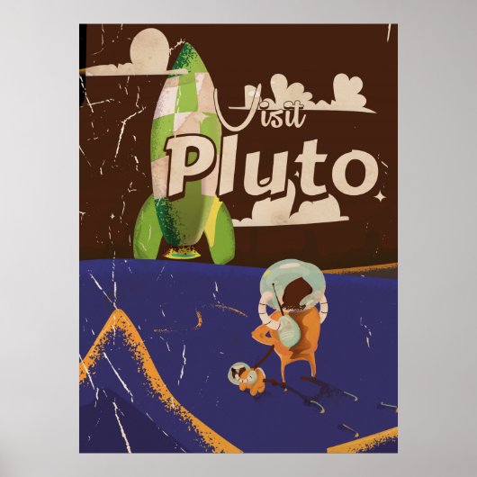 Bezoek Pluto Vintage Travel poster (Voorkant)