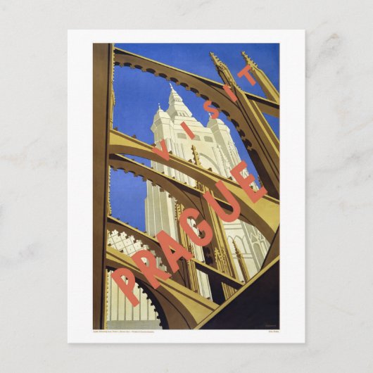 Bezoek Praag Tsjechië Briefkaart (Voorkant)