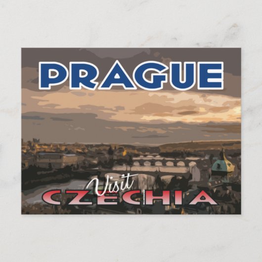 Bezoek... Praag, Tsjechisch Briefkaart (Voorkant)