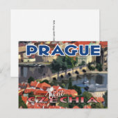 Bezoek... Praag, Tsjechisch Briefkaart (Voorkant / Achterkant)