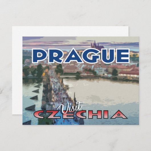 Bezoek... Praag, Tsjechisch Briefkaart (Voorkant / Achterkant)