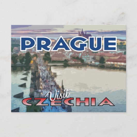 Bezoek... Praag, Tsjechisch Briefkaart (Voorkant)