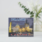 Bezoek... Praag, Tsjechisch Briefkaart (Staand voorkant)