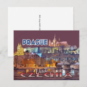 Bezoek... Praag, Tsjechisch Briefkaart (Voorkant / Achterkant)