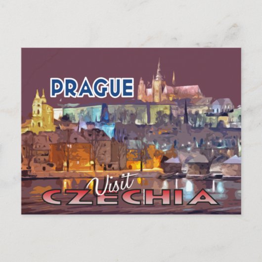 Bezoek... Praag, Tsjechisch Briefkaart (Voorkant)
