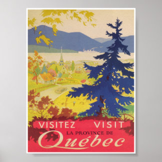 Bezoek Quebec Canada Vintage Travel Poster