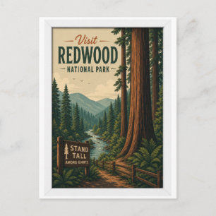 Bezoek Redwood National Park Reis Vintage Briefkaart