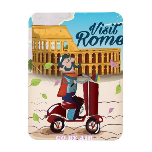 Bezoek Rome cartoon reisposter Magneet (Verticaal)