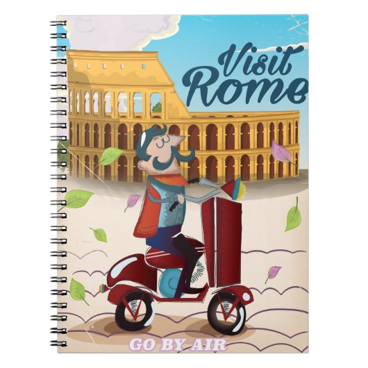 Bezoek Rome cartoon reisposter Notitieboek (Voorkant)